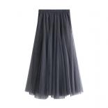 Falda plisada de tul Vintage para mujer, falda larga elástica de cintura alta, de malla, para otoño e invierno, 2022