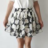 Falda de verano 2022 para mujer, minifalda de gasa de cintura alta, faldas cortas Aline con cintura elástica, faldas