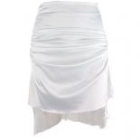 Solid Color White Like Silk Fold Stitching Slim Tie Up  Skirt Sweet Style Mini Short Skirt  Skirts