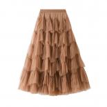 Solid Color Tulle Skirt Spring Summer Women Fashion  Long Maxi Skirt Female Vintage Ball Gown Skirts Lady Clothes  Skirt
