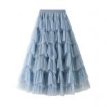 Solid Color Tulle Skirt Spring Summer Women Fashion  Long Maxi Skirt Female Vintage Ball Gown Skirts Lady Clothes  Skirt