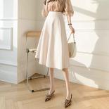 A Line Skirts Woman High Waist Casual Streetwear Work Wear Office Ladies Skirt Midi Retro  Style Faldas Femme Ol