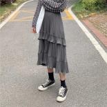 Long Skirts Womens Spring Summer Irregular Pleated Skirt Female Ruffle All Match A Line Skirt Faldas Jupe Femme