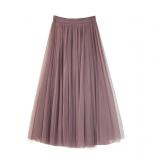 2022 Autumn Winter Vintage Tulle Skirt Women Elastic High Waist Mesh Skirts Long Pleated Tutu Skirt Female Jupe Longue  