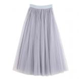 Falda de tul Vintage para mujer, faldas de malla de cintura alta elástica, falda de tutú largo con pliegues, Jupe Longue, Otoño 