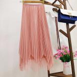 אביב קיץ לא סדיר מותן גבוה חצאית טול נשים 2022 אופנה חדשה midi long mesh חצאית קפלים נשית jupe longue