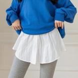 2 Colors Elastic Waist Button Strip Apron False Mini Skirt Show Thin Short Skirt Fake Hem