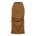 2022 Slit Knitted Slim Skirt Fashion Pleated Lace  Hip Skirt Women's Skirt