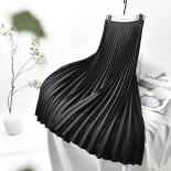 Women's Elegant Sector Pleated Twill Skirt With Chiffon Liner Female High Waist Side Zipper White Long Skirts 2022 Sprin