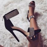 2023 Summer Fashion Sequin High Heels Summer  Zipper Sandals Shiny Ladies Stiletto Party Open Toe Pointed Toe High Heels