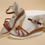 נעלי נשים 2023 רצועת קרסול באיכות גבוהה סנדלי נשים קיץ רומא סנדלי חוף בוהן פתוחות לנשים טריז פלטפורמה סנדה