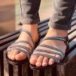 Female Shoes Comfort Slip On Women's Sandals Rhinestones Bling Summer Casual Ladies Flats Woman Sandalias Women Footwear