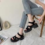 Women Black Platform Sandals Summer 2023 Female Shoes Woman Block Heel Fashion Buckle Causal Sandals Cheap High Quality