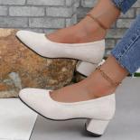 2023 Summer Comfortable Ladies Mid Heel Sandals Women Shoes Hollow Peep Toe Square Heel Sandals Woman Black Sandals Fema