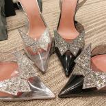 Bkqu 2022 Crystal Butterfly Transparent Women Pumps Jelly Office Lady Shoes Summer Slingbacks High Heels Wedding Bridal 