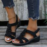 2023 Summer New  And  Flower Sandals Hollow Comfortable Wedge Heel Fish Mouth Versatile Casual Large Size