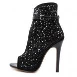 New Women's Rhinestone Pumps High Heels Black Thin High Heels Female Shoes Mesh Breathable Fashion Ladies Party Sandals