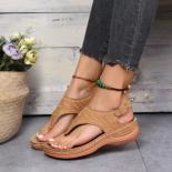 2023 Summer Women Strap Sandals Women's Flats Shoes Open Toe Solid Casual Shoes Rome Wedges Thong Sandals  Ladies Shoes