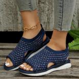 Women's Shoes 2023 New Open Toe Women's Sandals Summer Mixed Colors Breathable Mesh Shoes Ladies Flat Sandals Zapatos Mu