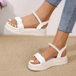 Shoes For Women 2023 New Ankle Strap Women's Sandals Summer Beading Beach Sandals Women Solid Leisure Time Platform Sand