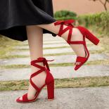  And  Style Straps With One Word Belt 2023 Fashion Hollow Sandals Popular Trend Roman Thick Heel Large Size