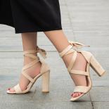  And  Style Straps With One Word Belt 2023 Fashion Hollow Sandals Popular Trend Roman Thick Heel Large Size