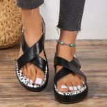 Female Shoes On Sale 2023 New Round Open Toe Women's Sandals Summer Platform Women Walking Flats Slip On Ladies Casual S