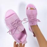 2023 Summer Women Sandals Mesh Casual Shoes White Thick Soled Lace Up Sandalias Open Toe Beach Shoes For Women New Zapat