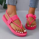 Women Shoes 2023 Hot Sale Thong Women Sandals Summer Solid Color Elastic Band Beach Sandals Female Flat Casual Plus Size