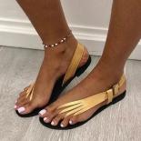 2023 Summer New Women's Flat Sandals Flip Flops Straps Flat Side Hollow Fashion Sandals Beach Shoes Zapatos De Mujer