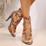 2023 Hot Sale Shoes Female Open Toe Women Sandals Summer Rome Serpentine High Heeled Shoes Ladies Zipper Stilettos Or Th