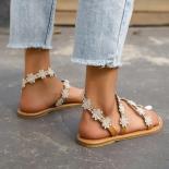 2023 Ladies Shoes Slip On Women's Sandals Summer Beach Sandals Women Solid Embroidered Soft Bottom Thong Sandal Zapatos 