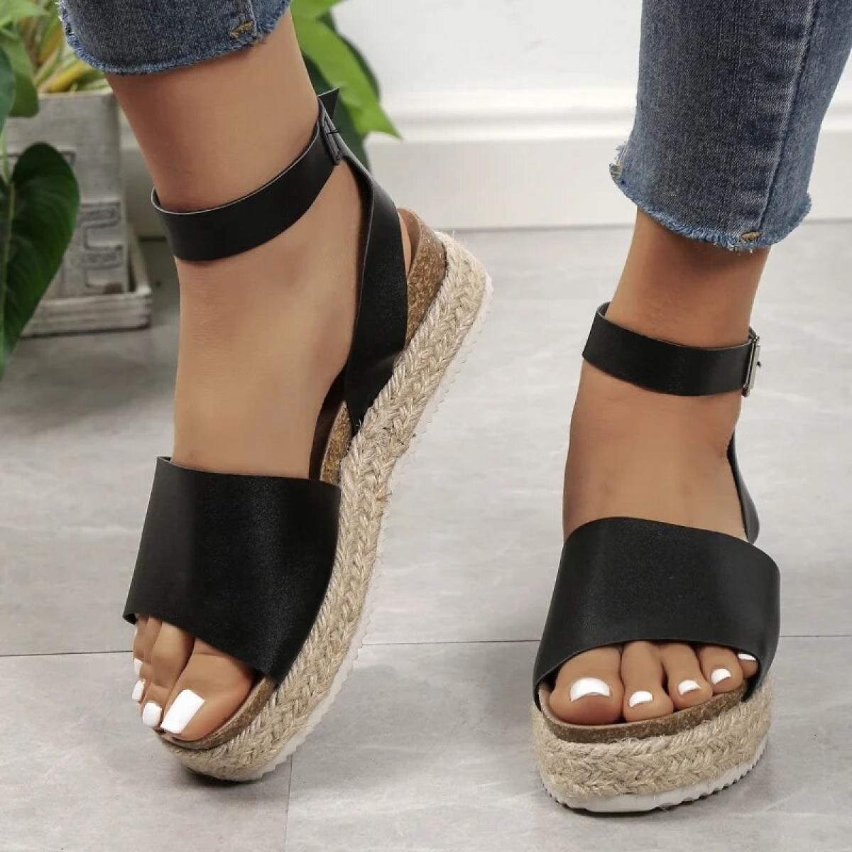 Wedges Sandals For Women Summer Plus Size Shoes Vintage Ankle Strap Women's Platform Sandals Increased Ladies Casual San