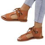 Women's Flat Sandals 2023 Summer New Lace Up Open Toe Casual Sandals For Women Outdoor Female Beach Shoes Plus Size Ladi