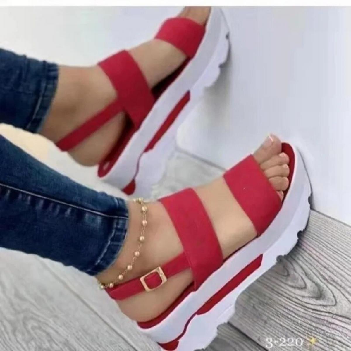 Women's Shoes 2023 High Quality  Buckle Strap Women's Sandals Summer Daily Sandals Ladies Thick Bottom Sandals Ladies Za