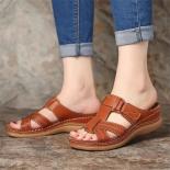 2023 New Women's Shoes Fashion Women's Sandals Summer Wedges Shoes Open Toe Slip On Comfy Solid Color Buckle Women Slipp