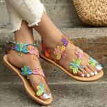 Women's Shoes 2023 Summer Women's Sandals Bohemian Butterfly Applique Sandals Casual Flat Beach Women Shoes Zapatos Muje