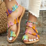 Women's Shoes 2023 Summer Women's Sandals Bohemian Butterfly Applique Sandals Casual Flat Beach Women Shoes Zapatos Muje