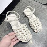 2023 Spring New Summer Women's Sandals Roman Shoes Microfiber Baotou Flat Women's Shoes Fashion Comfortable Solid Color