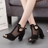 Female Shoes 2023 Summer Women's Sandals Fashion Rivet Decoration Mesh Breathable High Heel Sandals Comfortable Platform