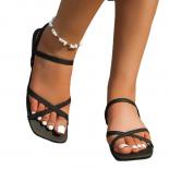 Women's Shoes 2023 Summer Fashion Square Toe Low Heel Women's Sandals Roman Casual Ladies Sandals Plus Size Female Sanda