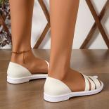 Ladies Shoes 2023 Hot Sale Slip On Women's Sandals Summer Concise Daily Sandals Women Narrow Band Flats Peep Toe Shoes F