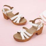 Heel Shoes For Women 2023 Summer Fashion Ankle Strap Women's Chunky Heel Sandals Vintage Dress Open Toe Ladies Platform 