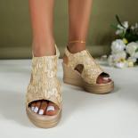 Women's Wedges Sandals 2023 Summer Plus Size Shoes Vintage Peep Toe Women's Platform Sandals Increased Ladies Casual San