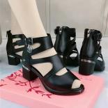Women's Block Heel Shoes 2023 Summer Vintage Peep Toe Ankle Strap Women's Sandals New Office Woman Platform Casual Sanda