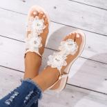Luxury Sandals Women Designers 2023 Summer White Lace Flower Women's Sandals Bohemian Beach Sandals 43 Size Women Shoes 