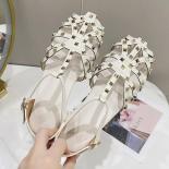 2023 New Spring And Autumn Women's Low Heeled Slotted Buckle Belt Diamond Women's Shoes Comfortable Baotou Sandals Thick