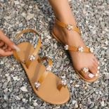 2023 New Women's Shoes Slip On Women's Sandals Summer Beach Sandals Women Pearl Crystal Solid Soft Bottom Thong Sandal Z