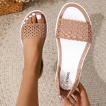 2023 High Quality Women's Shoes Slipon Women's Sandals Summer Peep Toe Beach Sandals Women Solid Hollow Flat With Shoes 