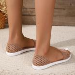 2023 High Quality Women's Shoes Slipon Women's Sandals Summer Peep Toe Beach Sandals Women Solid Hollow Flat With Shoes 